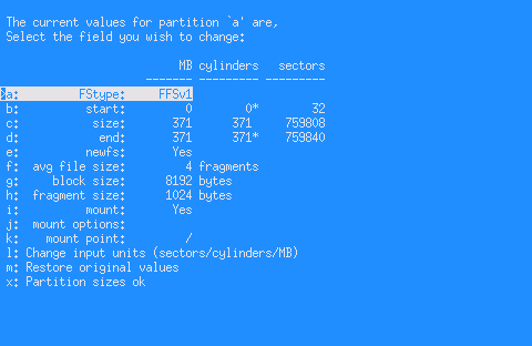 The disklabel editor