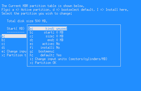 Partition options