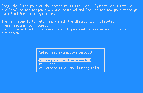 Choosing the verbosity of the extraction process