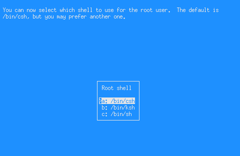 Choosing a shell for the root account