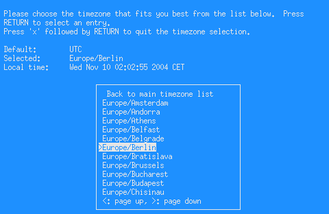 Selecting your system's time zone