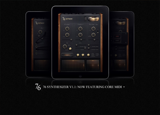 iOS app website design: 76 Synthesizer
