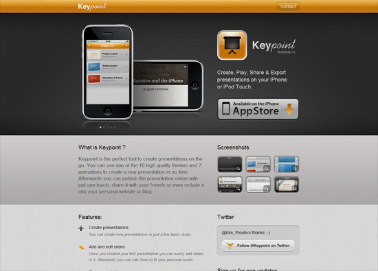 iOS app website design: Keypoint