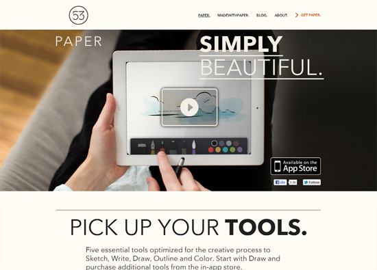 iOS app website design: Paper